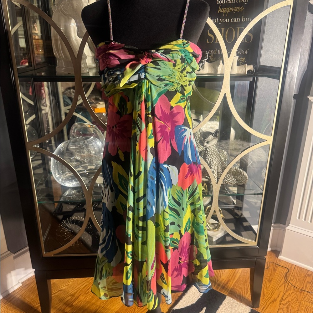 Green Black Blue and Pink Dress